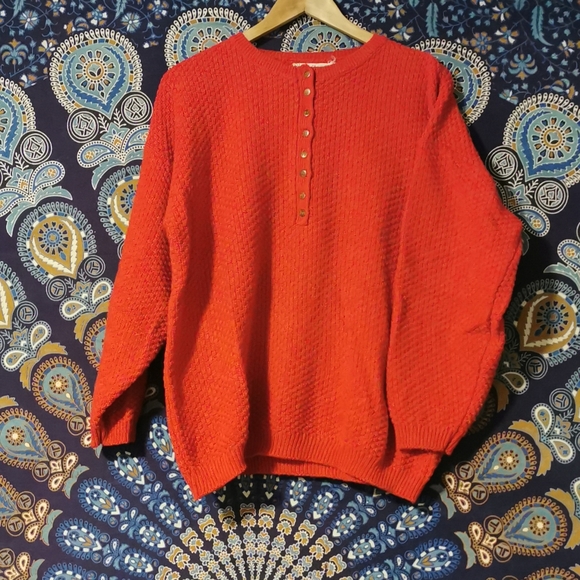 Vintage 90's Simpatico Acrylic Knit Pullover Red - Picture 3 of 3